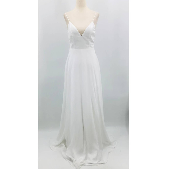 LULU'S SZ L Romantic Ways White Lace Button Back Bridal Maxi Dress NEW B131 - Picture 3 of 11